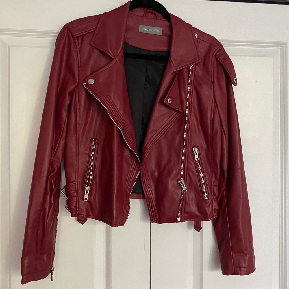 Bagatelle Red Leather Jacket, Size S